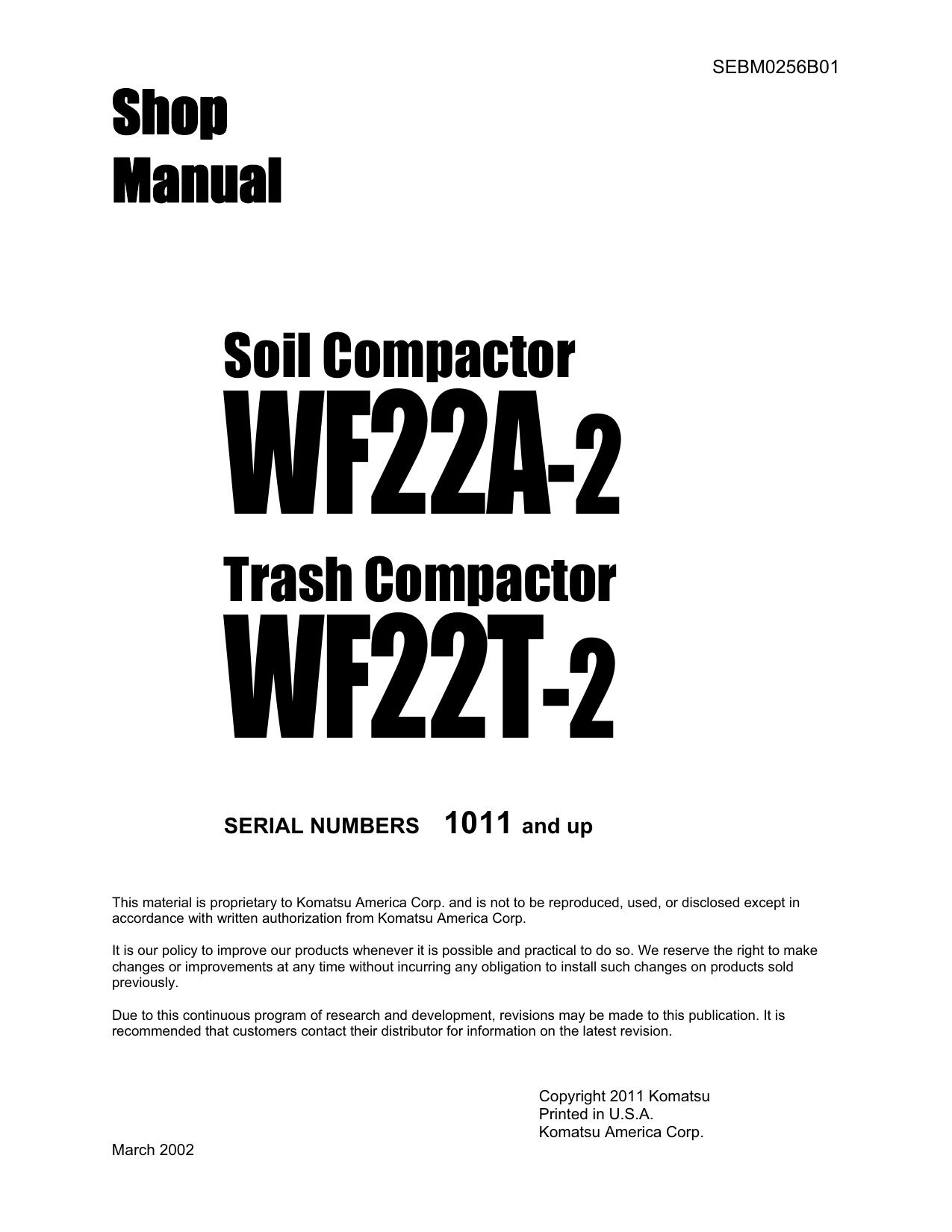 WF22A-2 WF22T-2 Shop Manual